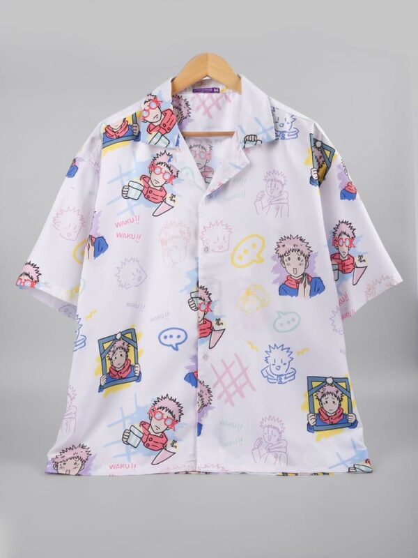 itadori_white_hawaiian_lisiting1.jpg Light Graffiti: Pink Hair Sorcerer Shirt