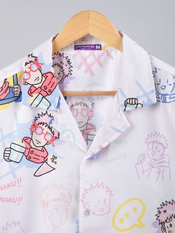 itadori_white_hawaiian_lisiting2.jpg Light Graffiti: Pink Hair Sorcerer Shirt